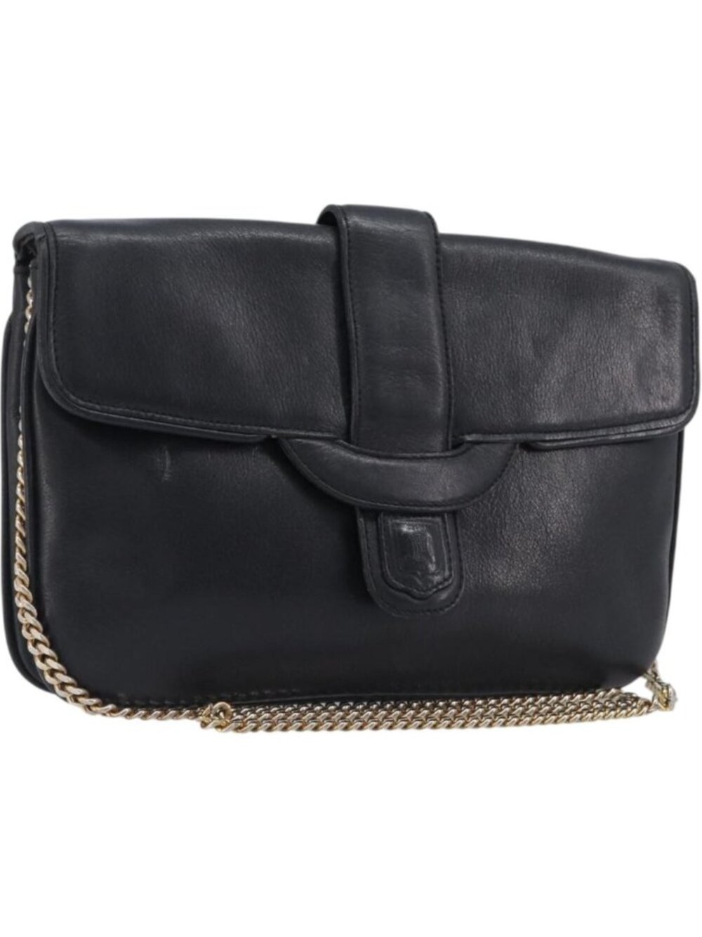 CELINE Chain Shoulder Bag Leather Black Gold
